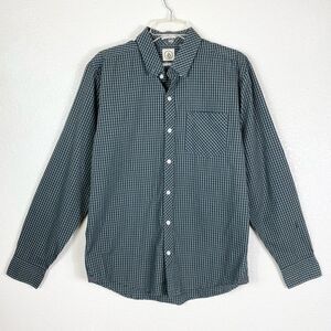 Volcom Classic Fit Green & Black Checkered Long Sleeve Button Down Shirt